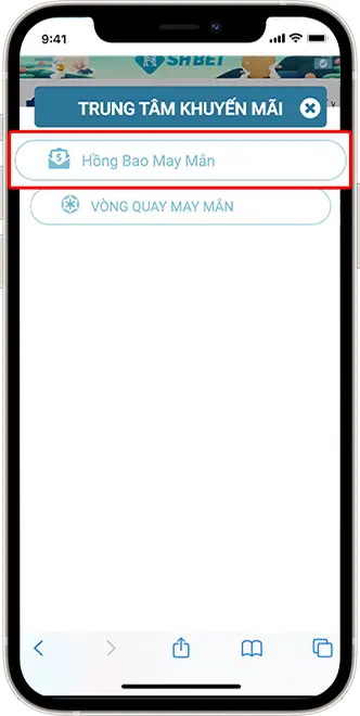 Bước 2: Chọn HỒNG BAO MAY MẮN